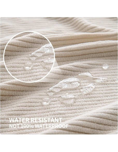 Couch Cushion Covers,Comfort Soft Magic Sofa Covers Washable Stretch Resistant for 3 Chair Cushion Couch Furniture Protector for Pets Sectional Slipcovers(3 Pieces+1 Chaise,Ivory)