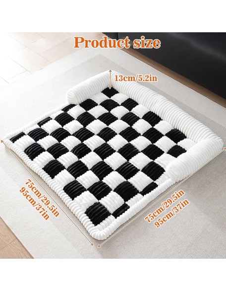 Dog Sofa Bed Calming Dog Sofa Bed Mat Calming Dog Bed Washable Plush Couch Cover for Dog Furniture Protector Pet Sofa Mat for Dogs and Cats Fluffy Dog Couch Bed with Anti-slip Bottom(Black,95x9