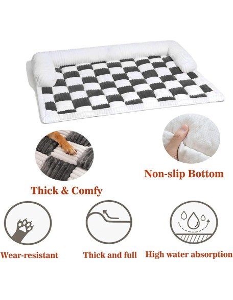 Dog Sofa Bed Calming Dog Sofa Bed Mat Calming Dog Bed Washable Plush Couch Cover for Dog Furniture Protector Pet Sofa Mat for Dogs and Cats Fluffy Dog Couch Bed with Anti-slip Bottom(Black,95x9