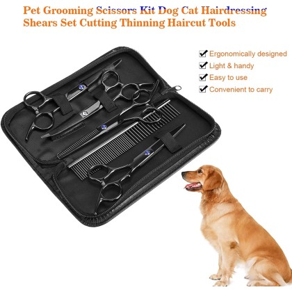 Hair Scissors 7Pcs Portable Pet Grooming Scissors Kit