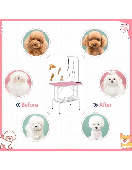 Dog Grooming Table, Adjustable Pet Foldable Grooming Table
