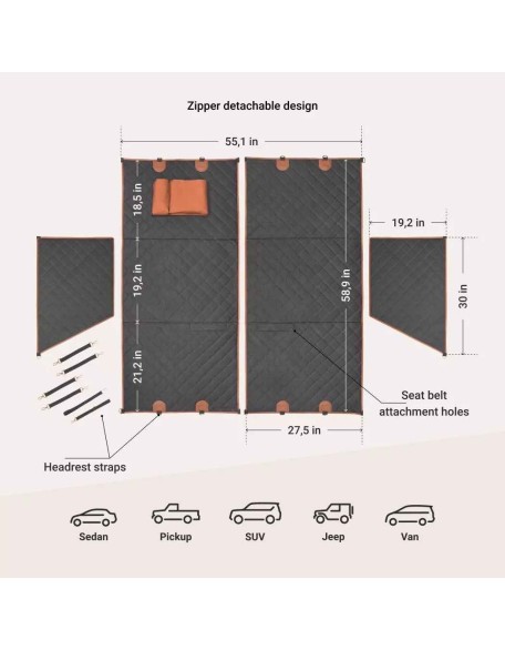 Car Dog Seat Cover Waterproof Scratchproof Black Brown